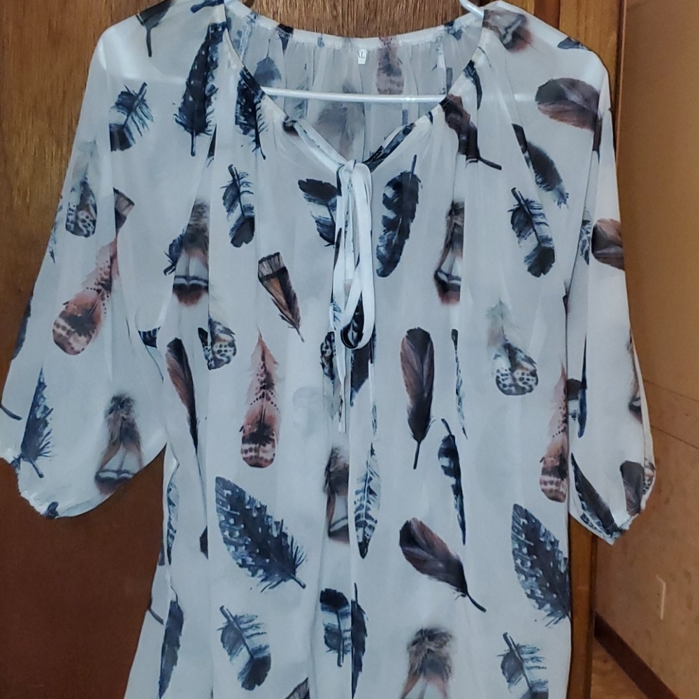 3/4 sleeve sheer blouse